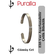 Puralia Elif-Vav Çelik Bileklik -Gümüş