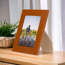 Gerçek Deri Masaüstü Fotoğraf Çerçevesi, 22X17CM (15X10 Foto) Rustik Taba