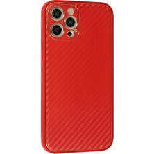 Kentex iPhone 12 Pro Max Kılıf Coco Karbon Silikon - Kırmızı