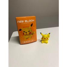 Pulvento Pikachu Temalı Bricks Yapı Bloğu Figürü ve Anahtarlık Seti – Koleksiyonluk Masaüstü Dekoru, Çanta ve Anahtar Aksesuarı