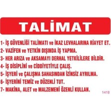 Kentex Mey Ithalat® Iş Güveliği Talimatları Levhası 25X35 KOD:1418