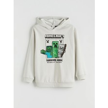 Lc Waikiki Yeni Sezon Kapüşonlu Minecraft Baskılı Erkek Çocuk Kalın Sweatshirt
