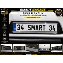 Smart Garage Taşlı Plakalık Taşlı Oto Plaka Beyaz Gümüş Taşlı 2 Adet Parlak Gümüş Taşlı Plakalık