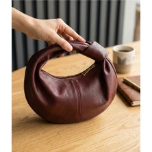 Çanta Trend Kadın Bordo Renk Deri Görünümlü Mini Jordi El Çantası