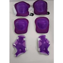 Kentex Mey Ithalat® Çocuk Koruyucu Set Dizlik Dirseklik Bileklik 6 Parça Paten Scooter Bisiklet Kaykay Koruyucu Mor Renk