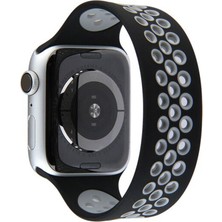 Alvera Watch 38MM Ayarlı Delikli Silikon Kordon - Siyah-Gri