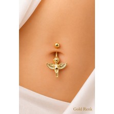 Sacce Scarves & Accessories Çelik Melek Figürlü Göbek Piercing Gold