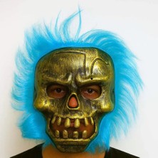 Uslucan Alışveriş Wild Skull - Bakır Kafatası Turkuaz Saçlı Iskelet Maske