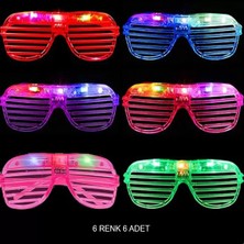 Uslucan Alışveriş Işıklı Panjur Şeritli LED Parti Gözlüğü 6 Renk 6 Lı Set
