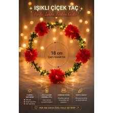 Nati Co Işıklı Kırmızı Çiçek Taç LED – 3 Işık Modlu,yetişkin & Çocuk Uyumlu Festival ve Doğum Günü Tacı