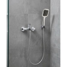 Kentex Mey Ithalat® Siyah Duş Seti El Duşu Başlığı Spiral Hortum Dayanıklı Banyo Duş Aksesuarı