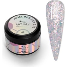 Valor Ariel Builder Gel, Nail Art Için Protez Tırnak Jeli No.02, Şeffaf Holografik Pembe Yeşil Simli, 10