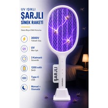Empressco 3000V Şarjlı Elektrikli Sinek Raketi Standlı Sivrisinek Haşere Öldürücü Sineklik Haşere Aleti D028