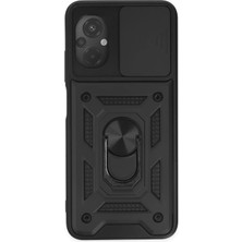Aconcept Newface Xiaomi Poco M5 Kılıf Pars Lens Yüzüklü Silikon - Siyah