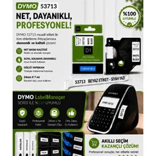 Puun Dymo D1 53713 S0720930 Muadil Etiket Kaseti 24MM x 7mt Beyaz Etikete Siyah Yazı Güçlü Yapışkan Labelmanager 300D Uyumlu