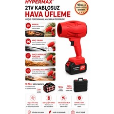 hypermax Kablosuz Hava Üfleyici Fan 10 Pilli 12.000 Mah Jet Turbo Motorlu Bahçe Yaprak Üfleme ve Araç Kurutma Makinesi