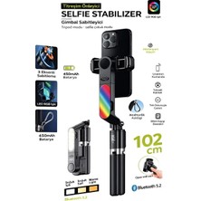 Azurtech Uzaktan Kumandalı 101CM LED Işıklı Al Tripod | Yapay Zeka Destekli Titreşim Engelli Gimbal