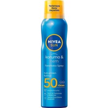 1001 Sun SPF50 Güneş Koruyucu ve Ferahlatıcı Vücut Spreyi 200ML, Suya ve Tere Dayanıklı, Beyaz Iz