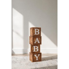 1001 Baby Yazılı Ahşap Konsept Baby Shower Dekorasyon Kutu Set