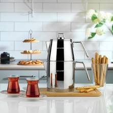 1001 Schafer Napoli Çelik Çaydanlık Takımı (Büyük Boy) 4 Parça-Inox
