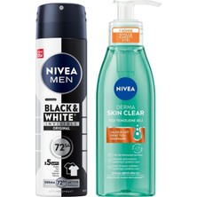 1001 Derma Skin Clear Sivilce Karşıtı Yüz Temizleme Jeli 150ML + Nıvea Men Erkek Sprey Deodorant Blac
