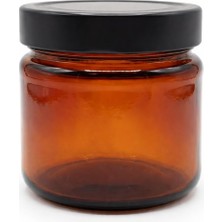 1001 Vmga Premium Amber Cam Kavanoz - Siyah Metal Kapaklı, Hava Geçirmez - Mum Yapımı, Krem ve Kozmet