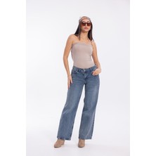 Eseclass Yüksek Bel Palazzo Baggy Kadın Kot Pantolon