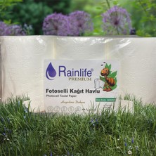 1001 Rainlife Premium Fotoselli Kağıt Havlu, Çiçek Desenli, Beyaz, Iso 9001 Sertifikalı