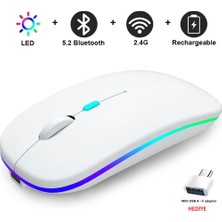 Glftech Ultra Ince Şarj Edilebilir Kablosuz Fare - Ios, Android ve Windows Uyumlu Sessiz Rgb Mouse