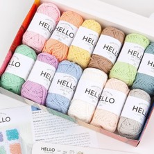 1001 HELLO%100 Pamuk Ip Seti – 12 x 25G Pastel Renk Yumak, Örgü, Tığ Işi, Amigurumi ve Punch I�