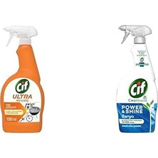 1001 Ultra Hız & Güç Yağ Çözücü Sprey Leke ve Kir Çıkarıcı 1000 ml ve Cif Power Shine Cleanbo
