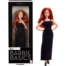 1001 Mattel Barbie Basics Model 04 Koleksiyona Uygun Bebek, Siyah Mini Elbisesi, Botları ve Standart Kal