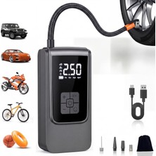 1001 150PSI Şarjlı Araç Oto Kompresörü Powerbank LED Işıklı Lastik Top Yatak Şişirme Pompası 6