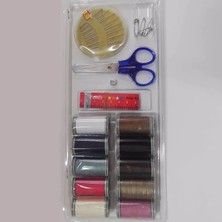 1001 Temel Dikiş Seti, 10 Renkli Iplik Makarası, Makas, Iğne ve Mezura Içeren Mini Set