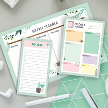 1001 Haftalık, Günlük Planlayıcı Set - 50 Sayfa Tarihsiz Masaüstü Planner - Gençler, Kızlar, Yet