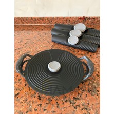 1001 Silikon Tencere Kapağı, Tava Kapağı, Isı Koruyucu, Vakumlu Kapak, Muhafaza Kapağı (Siyah, 28C