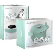 1001 Leo Phantom Kapaklı Yapışmaz Derin Tencere 24 cm ve Kızartma Tavası 24 cm Forest Green