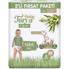 1001 Baby Turco Doğadan 2'li Fırsat Paketi Külot Bez 4 Numara Maxi 82 Adet
