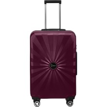 1001 Büyük BOY%100 Polikarbon Valiz 4x2 Teker 1809 (Bordo)