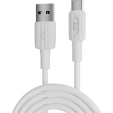 1001 12W Usb-A To Type-C Silikon Hızlı Şarj ve Data Kablosu Beyaz 1 Metre