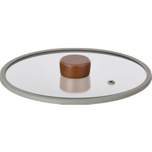 1001 Fika 24CM Düz Silikon Çerçeveli Cam Kapak Gri