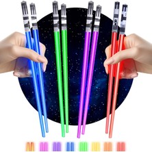 1001 8 Parça LED Işıklı Chopstik Işık Kılıcı Yemek Çubukları Star Wars Tema Çöpstik