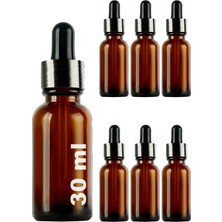 1001 30 ml Metal Kapaklı Damlalık Dropper Şişesi Serum 30 cc Cam Şişe 6 Adet (Siyah Kapak, Amber/ka