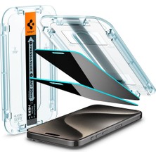 1001 iPhone 15 Pro Max ile Uyumlu Kolay Kurulum Cam Ekran Koruyucu Glas.tr Ez Fit Privacy Hd (2 Adet) Hay