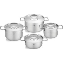 1001 Pure Collection 8 Parça Metal Kapak Çelik Tencere Seti