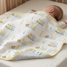1001 Deux Lapıns% 100 Pamuk Çift Kat Müslin Battaniye – 65×65 cm Petits Caneton - Yavru Ördek Desen