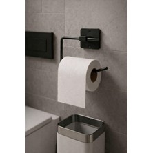 1001 Kare Yapışkanlı Açık Tuvalet Kağıtlığı Wc Kağıtlık Tutucu Siyah KS-001