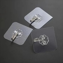 CATEKSSS 3 Adet 6x6 cm Şeffaf Kendinden Yapışkanlı Kancalı Suya Dayanıklı Güçlü Askı Plastik Beyaz