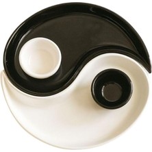 1001 Yin & Yang 2'li Özel Tasarım Sosluklu Kahvaltılık Tabağı Sosluk Çerezlik Kase Dekoratif Tabak