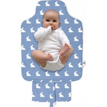 1001 Deux LAPINS%100 Pamuk Çantalı Pratik Katlanabilir Alt Değiştirme Matı - Mono Lapin Royal Blue P